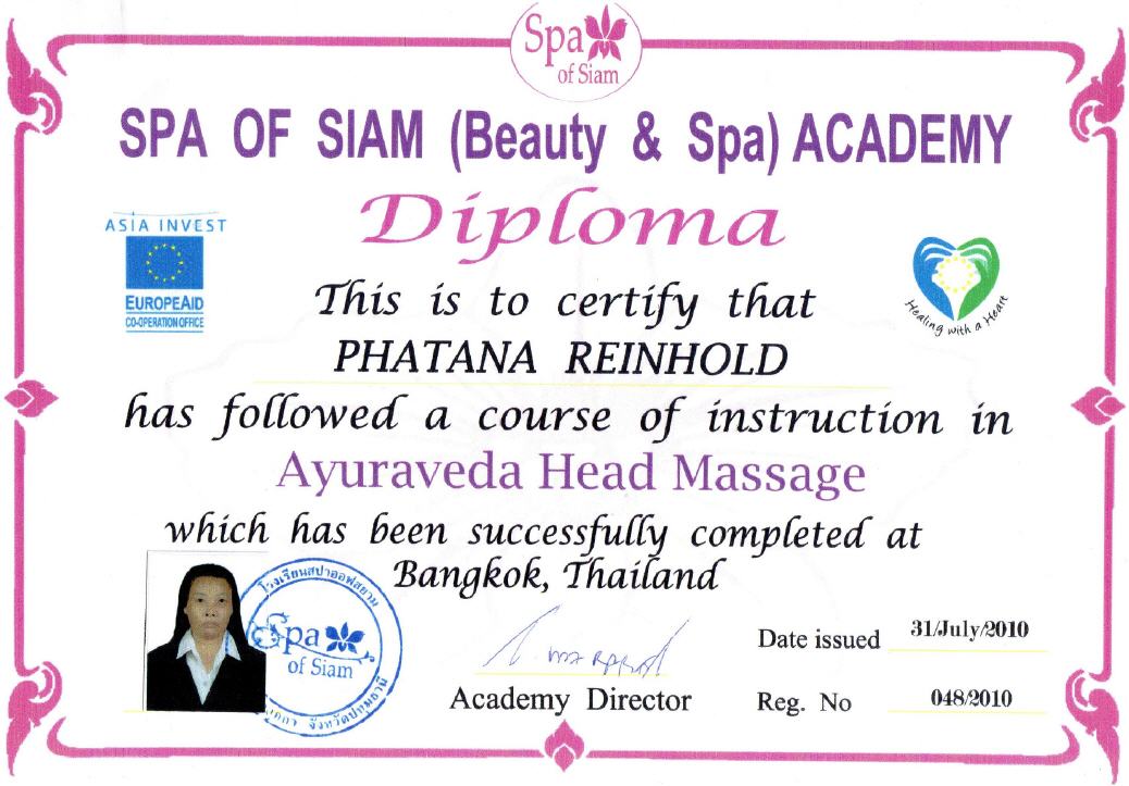 CERTIFICATE Spa of Siam